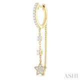 1/3 Ctw Star Round Cut Diamond Chain Dangler Hoop Earring in 10K Yellow Gold