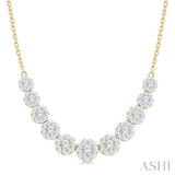 1 1/2 Ctw Round Cut Lovebright Diamond Necklace in 14K Yellow and White Gold