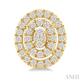 1/5 Ctw Double Halo Oval Shape Petite Round Cut Diamond Fashion Stud Earring in 10K Yellow Gold