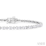 2 Ctw Marquise and Bar Shape Link Round Cut Diamond Tennis Bracelet in 14K White Gold