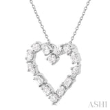 1 Ctw Heart Shape Mixed Diamond Cut Fashion Pendant With Chain in 14K White Gold