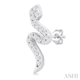 1/8 Ctw Petite Snake Round Cut Diamond Fashion Stud Earring in 10K White Gold