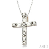 1/10 Ctw Diamond Cross Pendant in 10K White Gold with Chain