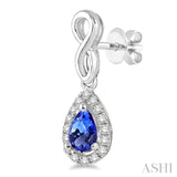 5x3 MM Pear Shape Tanzanite and 1/6 Ctw Round Cut Diamond Earrings in 10K White Gold