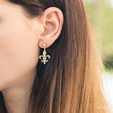 1/4 Ctw Round Cut Diamond Fleur De Lis Earrings in 14K Yellow Gold