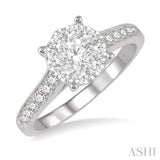 3/4 Ctw Lovebright Round Cut Diamond Engagement Ring in 14K White Gold