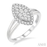 1/2 Ctw Marquise Shape Round Cut Diamond Lovebright Ring in 14K White Gold