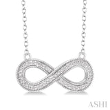 1/50 Ctw Round Cut Diamond Infinity Pendant in Sterling Silver with Chain