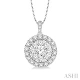 1/2 Ctw Round Cut Diamond Lovebright Pendant in 14K White Gold with Chain