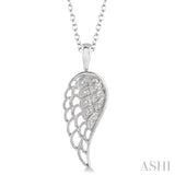 1/20 Ctw Round Cut Diamond Angel Wing Pendant in Sterling Silver with Chain