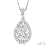 1 1/2 Ctw Pear Shape Diamond Lovebright Pendant in 14K White Gold with Chain