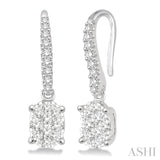 1/2 Ctw Oval Shape Diamond Lovebright Earrings in 14K White Gold