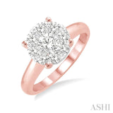 1/2 Ctw Lovebright Round Cut Diamond Ring in 14K Rose and White Gold