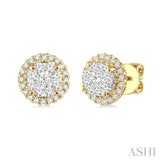 1/2 Ctw Lovebright Round Cut Diamond Earrings in 14K Yellow and White Gold