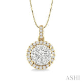 1/2 Ctw Lovebright Round Cut Diamond Pendant in 14K Yellow and White Gold with Chain