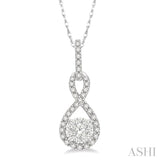 1/4 Ctw Winding Round Cut Diamond Lovebright Pendant With Link Chain in 14K White Gold