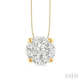 1/4 Ctw Lovebright Round Cut Diamond Pendant in 14K Yellow and White Gold with Chain