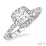 1/4 Ctw Square Shape Diamond Semi-Mount Engagement Ring in 14K White Gold
