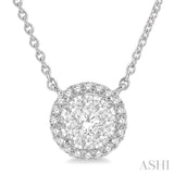 1/3 ctw Circular Round Cut Diamond Lovebright Necklace in 14K White Gold