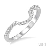 1/8 Ctw Curved Center Round Cut Diamond Wedding Band in 14K White Gold