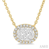 1 ctw Oval Shape Round Cut Diamond Lovebright Necklace in 14K Yellow and White Gold