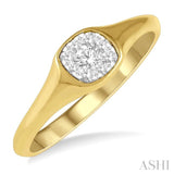 1/6 ctw Cushion Shape Lovebright Diamond Ring in 14K Yellow and White Gold