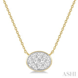 1/3 Ctw Oval Shape Lovebright Diamond Necklace in 14K Yellow and White Gold