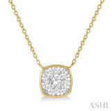 1/3 Ctw Cushion Shape Lovebright Diamond Necklace in 14K Yellow and White Gold