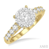 1 1/10 Ctw Round Diamond Lovebright Ring in 14K Yellow and White Gold