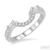 1/3 ctw Arched Center Baguette and Round Cut Diamond Wedding Band in 14K White Gold