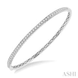 1 Ctw Round Cut Diamond Stackable Bangle in 14K White Gold