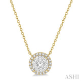 1/2 ctw Circular Round Cut Diamond Lovebright Necklace in 14K Yellow and White Gold