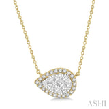 1/2 ctw Pear Shape Round Cut Diamond Lovebright Necklace in 14K Yellow And White Gold