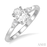 1/4 ctw Oval Shape Pear Cut Diamond Semi-Mount Engagement Ring in 14K White Gold