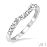 3/8 ctw Raised Arched Center Round Cut Diamond Wedding Band in 14K White Gold