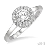 1/3 Ctw Diamond Halo Engagement Ring With 1/4 ct Round Cut Center Stone in 14K White Gold