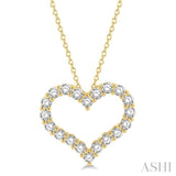 2 ctw Heart Shape Round Cut Diamond Pendant With Chain in 14K Yellow Gold