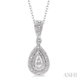 1/20 Ctw Pear Shape Single Cut Diamond Pendant in Sterling Silver with Chain