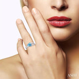 Silver Trillion Shape Gemstone & Diamond Ring