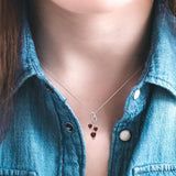 Silver Triple Heart Shape Gemstone & Diamond Pendant