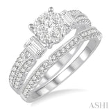 1 Ctw Diamond Lovebright Bridal Set with 3/4 Ctw Engagement Ring and 1/5 Ctw Wedding Band in 14K White Gold