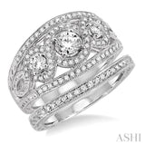 1 Ctw Diamond Wedding Set with 7/8 Ctw Round Cut Engagement Ring and 1/10 Ctw Wedding Band in 14K White Gold