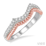 1/4 Ctw Round Cut Diamond Wedding Band in 14K White and Rose Gold