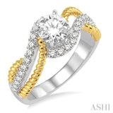 3/8 Ctw Diamond Semi-mount Engagement Ring in 14K White and Yellow Gold