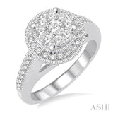 1 Ctw Diamond Lovebright Engagement Ring in 14K White Gold