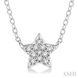 1/10 Ctw Star Round Cut Diamond Petite Fashion Pendant With Chain in 10K White Gold
