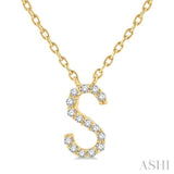 1/20 Ctw Initial 'S' Round Cut Diamond Pendant With Chain in 10K Yellow Gold