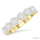1/2 Ctw Jointed Circular Mount Lovebright round Cut Diamond Ring in 14K Yellow and White Gold
