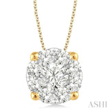2 Ctw Lovebright Round Cut Diamond Pendant in 14K Yellow and White Gold with Chain