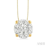 1 Ctw Lovebright Round Cut Diamond Pendant in 14K Yellow and White Gold with Chain